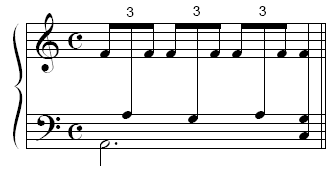五線をまたぐ音符の例