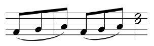 小節をまたぐ連桁プラグインで連結された8分音符の例